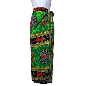 Vintage Sarong Wrap Skirt Beach Coverup OS‎ Bold  Aztec Tribal Print Boho Resort